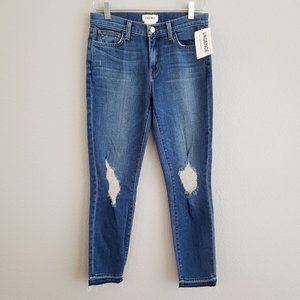 L'AGENCE DISTRESSED ANKLE SKINNY JEANS